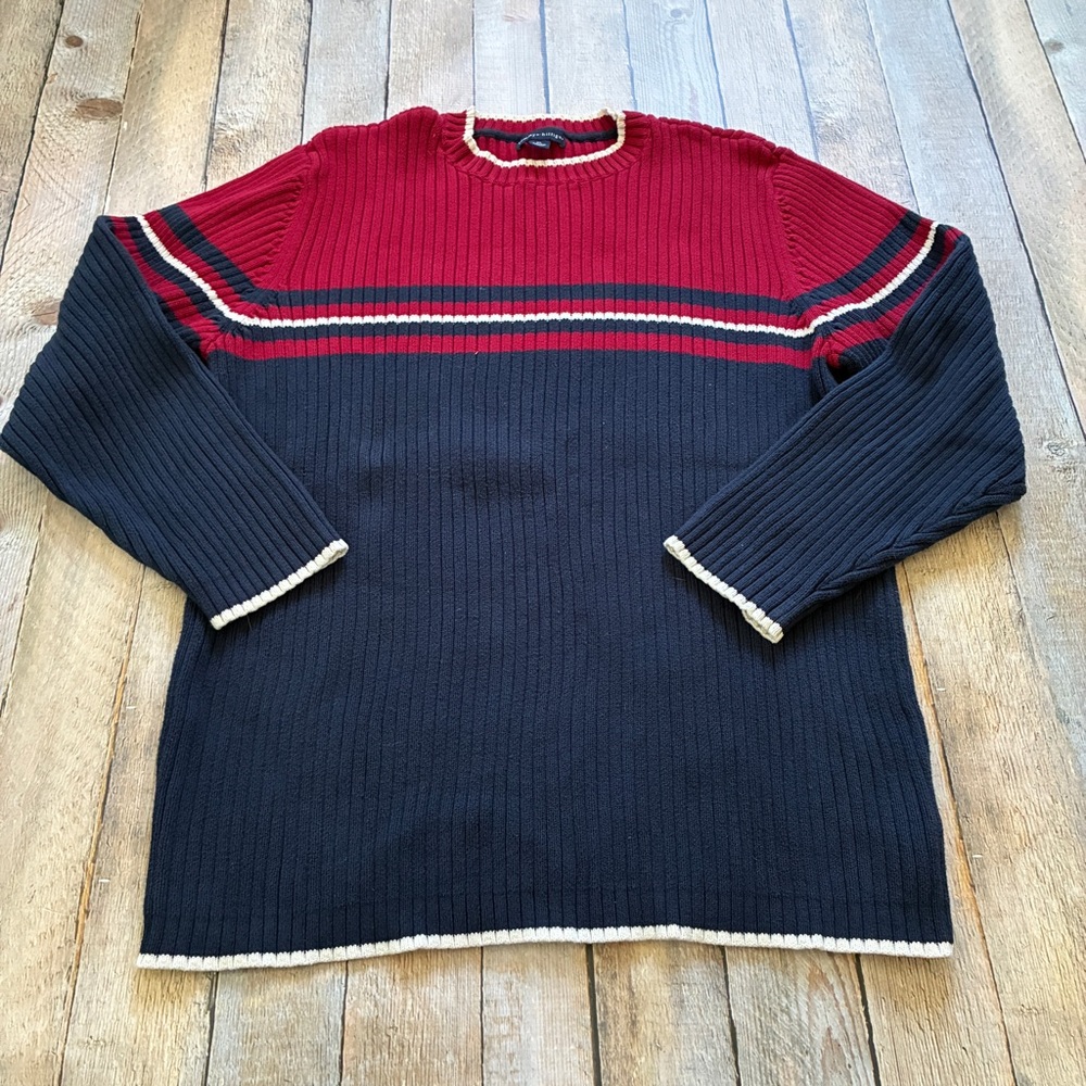 Vintage Tommy Hilfiger Y2K 90s Striped Men’s Sweater Sz: xL Rare Red  COTTON